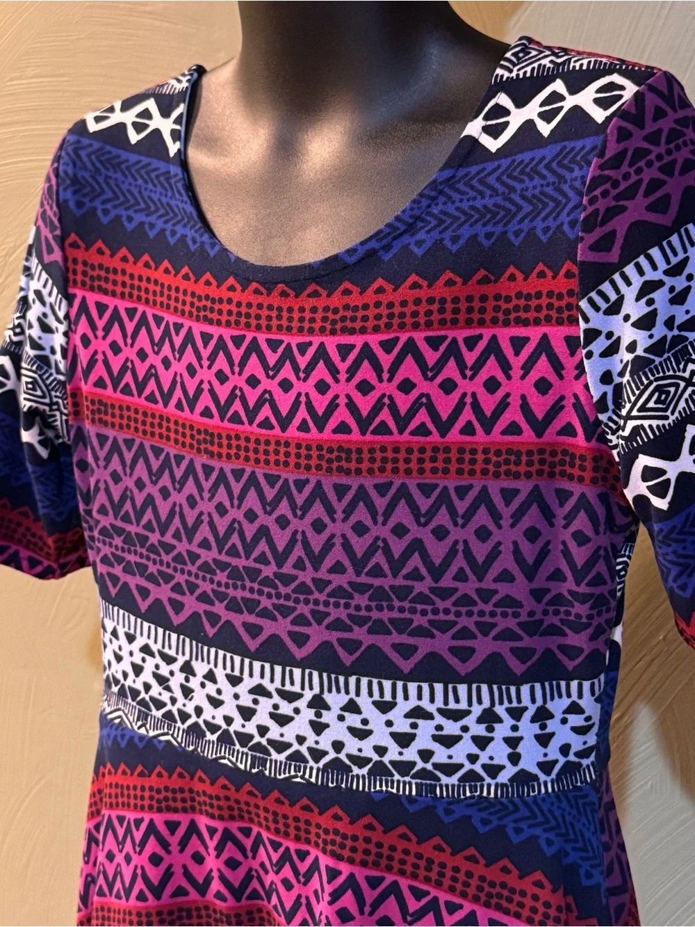 Emily West Girls Size 7 Reversible 2-in-1 Dress - Blue Chevron/Maroon Aztec EUC